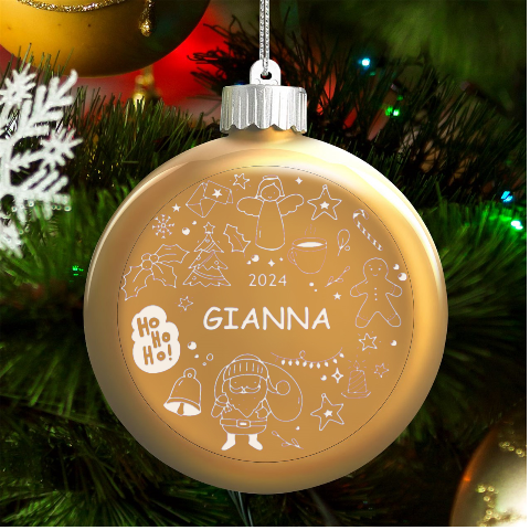 Personalized Christmas Any Text Name Led Glass Round Ornament By Joe Front