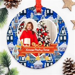 Personalized Photo Any Text Christmas Round Ornament - Round Ornament (Two Sides) Personalized Photo Any Text Christmas Round Ornament - Round Ornament (Two Sides)