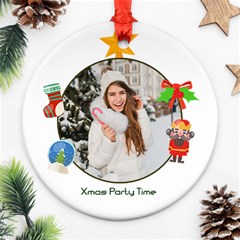 Personalized Photo Any Text Christmas Round Ornament - Round Ornament (Two Sides) Personalized Photo Any Text Christmas Round Ornament - Round Ornament (Two Sides)