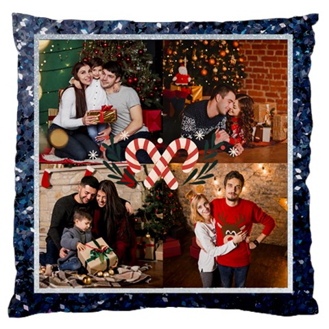 Personalized 4 Photo Christmas Large Cushion Case  By Katy Front