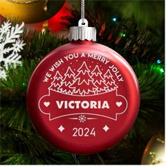 Personalized Christmas Any Text Name Led Glass Round Ornament