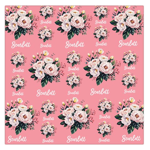 Personalized Floral Any Text  Square Satin Scarf By Joe Front