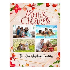 Personalized Christmas Photo Name Any Text Two Sides Premium Plush Fleece Blanket