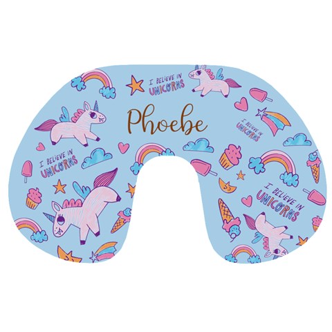 Personalized Name Any Text Unicorn Travel Neck Pillow By Joe Back