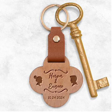 Personalized Wedding Save The Date Name Any Text Engraved Wood Keychain By Joe Front