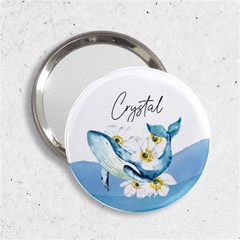 Personalized Name Any Text Whale With Flower Handbag Mirror