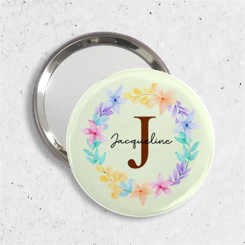 Personalized Name Any Text Colorful Flower Frame Handbag Mirror By Katy Front