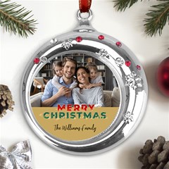 Personalized Christmas Any Text Family Name Metal Snowflake Red Crystal Round Ornament Personalized Christmas Any Text Family Name Metal Snowflake Red Crystal Round Ornament