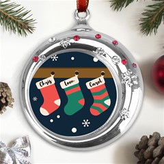 Personalized Christmas Socks Name Metal Snowflake Red Crystal Round Ornament Personalized Christmas Socks Name Metal Snowflake Red Crystal Round Ornament