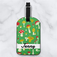 Mushroom Pattern - Nappa Leather Luggage Tag Rectangle Mushroom Pattern - Nappa Leather Luggage Tag Rectangle