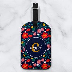 Floral Any Text Name - Nappa Leather Luggage Tag Rectangle Floral Any Text Name - Nappa Leather Luggage Tag Rectangle