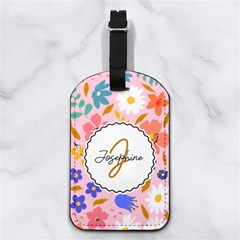 Hand Draw Flower Any Text Name - Nappa Leather Luggage Tag Rectangle Hand Draw Flower Any Text Name - Nappa Leather Luggage Tag Rectangle