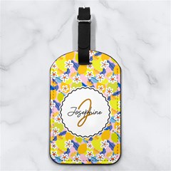Lemon Flower Pattern Any Text Name - Nappa Leather Luggage Tag Rectangle Lemon Flower Pattern Any Text Name - Nappa Leather Luggage Tag Rectangle