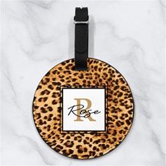 Custom Animal Skin Initial Name Any Text - Nappa Leather Luggage Tag Round Custom Animal Skin Initial Name Any Text - Nappa Leather Luggage Tag Round