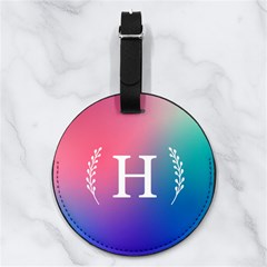 Custom Initial - Nappa Leather Luggage Tag Round Custom Initial - Nappa Leather Luggage Tag Round