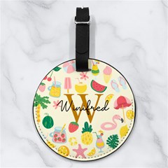 Beach Toy Any Text Name - Nappa Leather Luggage Tag Round Beach Toy Any Text Name - Nappa Leather Luggage Tag Round