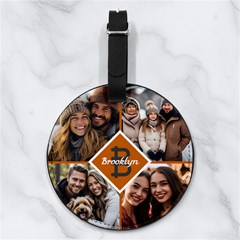 Custom Initial Name Any Text Photo - Nappa Leather Luggage Tag Round Custom Initial Name Any Text Photo - Nappa Leather Luggage Tag Round