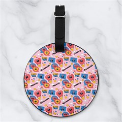 Custom Love Vibes Name Any Text - Nappa Leather Luggage Tag Round Custom Love Vibes Name Any Text - Nappa Leather Luggage Tag Round