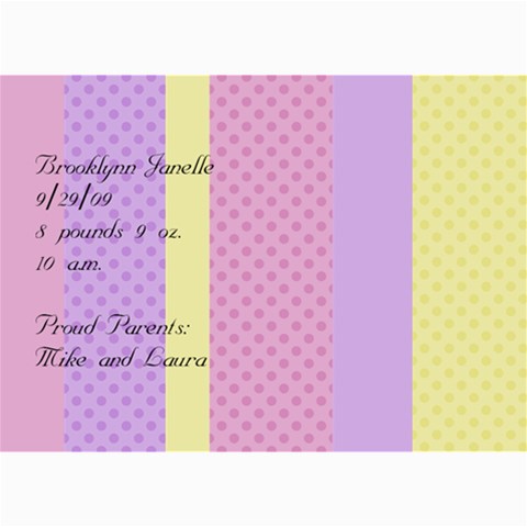 Baby Girl 5x7 Announcements By Klh 7 x5  Photo Card - 8
