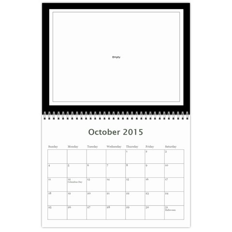 2015 Basic Black & White Calendar By Mim Oct 2015