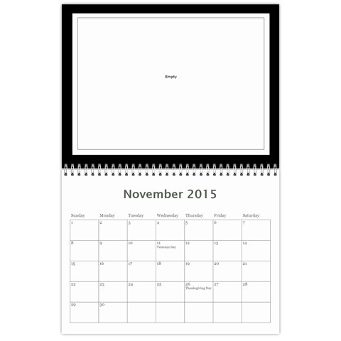 2015 Basic Black & White Calendar By Mim Nov 2015