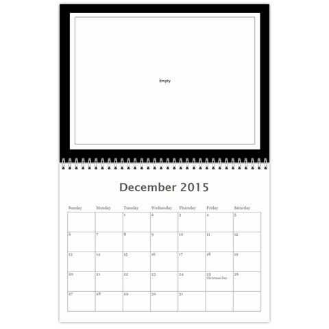 2015 Basic Black & White Calendar By Mim Dec 2015