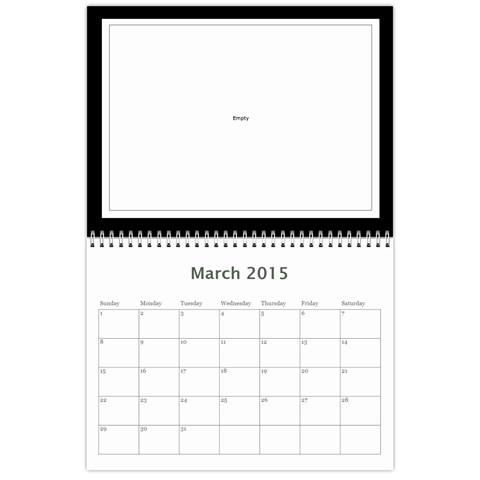 2015 Basic Black & White Calendar By Mim Mar 2015