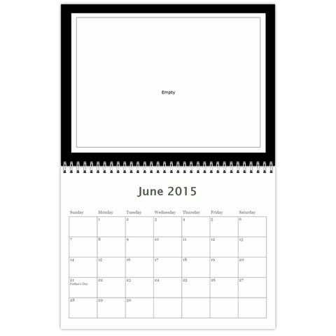 2015 Basic Black & White Calendar By Mim Jun 2015