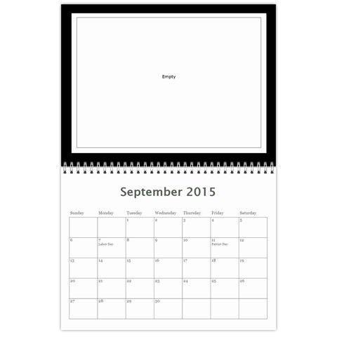 2015 Basic Black & White Calendar By Mim Sep 2015