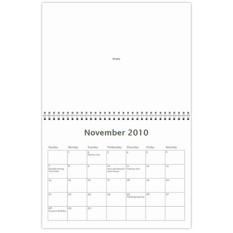 Aunt Josie s Calendar By Cheryl Nov 2010