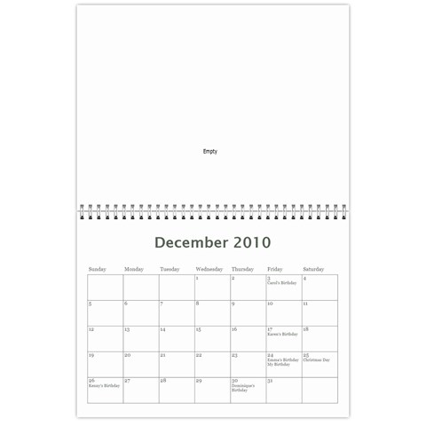 Aunt Josie s Calendar By Cheryl Dec 2010