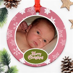 Pink & Green Christmas Ornament - Ornament (Round) Pink & Green Christmas Ornament - Ornament (Round)
