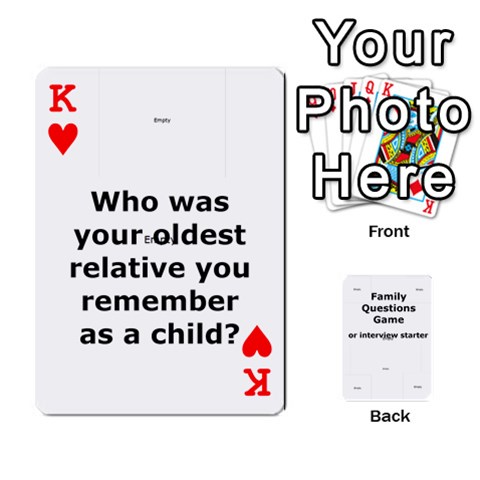King Family Question Card Game By Laurrie Front - HeartK