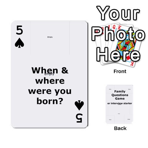 Family Question Card Game By Laurrie Front - Spade5
