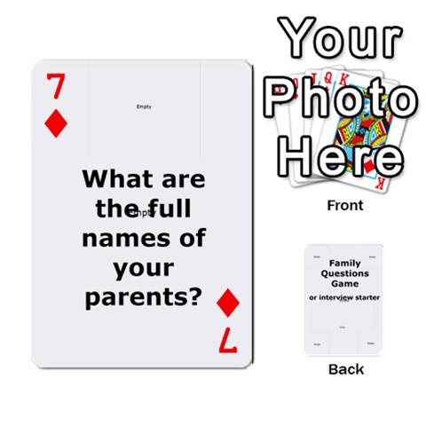 Family Question Card Game By Laurrie Front - Diamond7