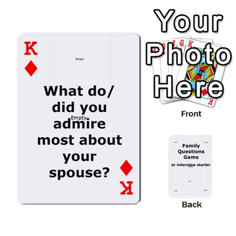 King Family Question Card Game By Laurrie Front - DiamondK