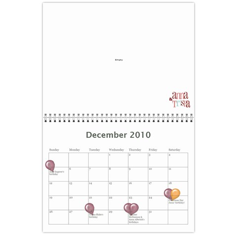 Hannah Calendar By Amy Dec 2010