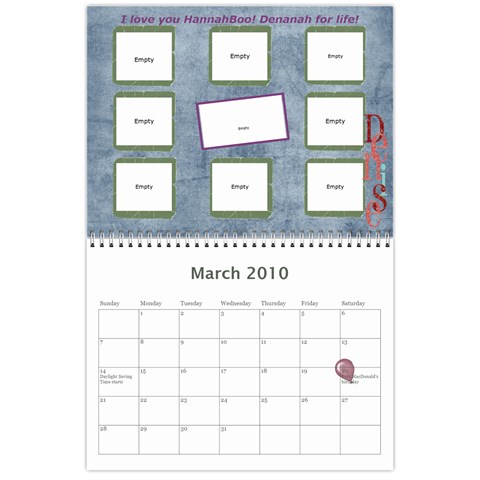 Hannah Calendar By Amy Mar 2010