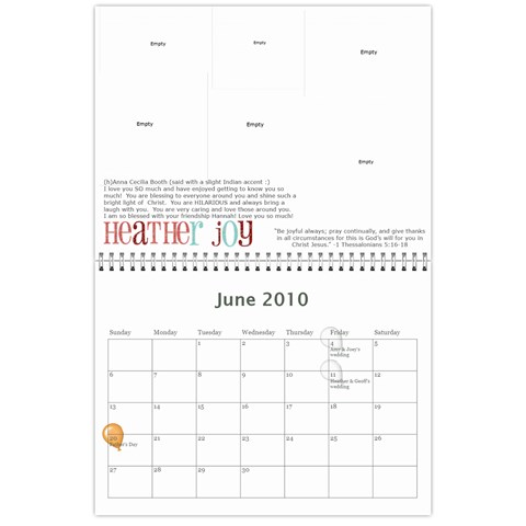 Hannah Calendar By Amy Jun 2010