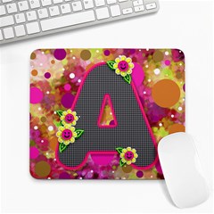 Retro polkadot with All Checkered A - Large Mousepad