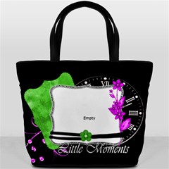 black with purple and green layout - Bucket Bag