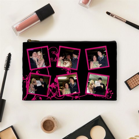 Funky Pink Cosmetic Bag By Catvinnat Front