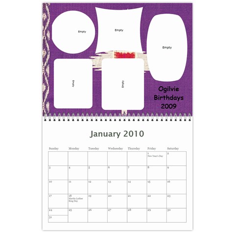 Calendar For Grandparents By Sharon Jan 2010