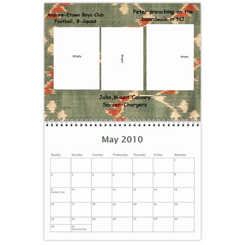 Calendar For Grandparents By Sharon May 2010