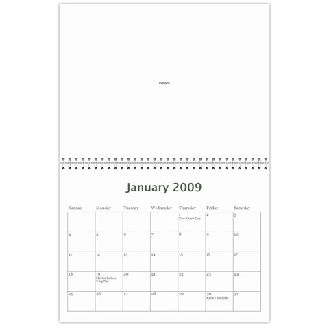 Family Calendar By Melinda Jan 2009