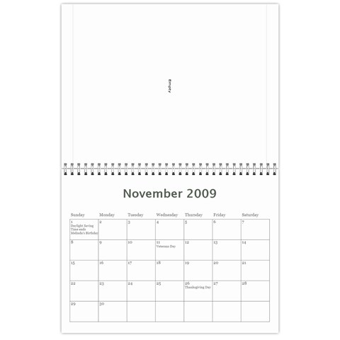 Family Calendar By Melinda Nov 2009