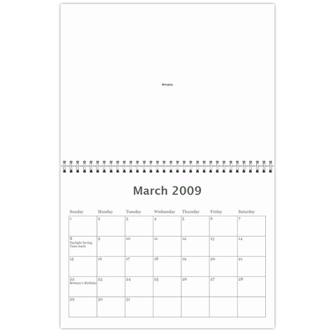 Family Calendar By Melinda Mar 2009