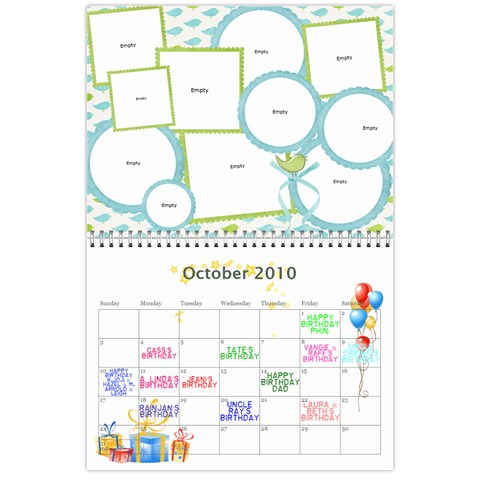 My 18m Calendar By Jem Oct 2010