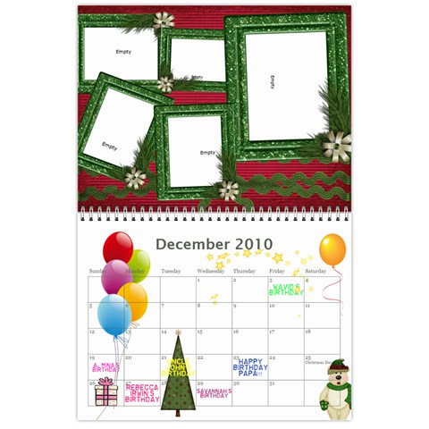 My 18m Calendar By Jem Dec 2010