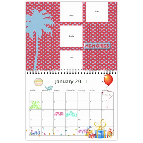 My 18m Calendar By Jem Jan 2011